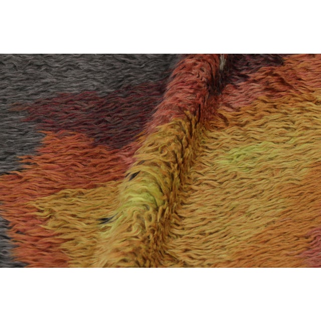 Vintage Swedish Rya Rug, Gray With Scandinavian Flame Pictorial - Rug & Kilim For Sale In New York - Image 6 of 7