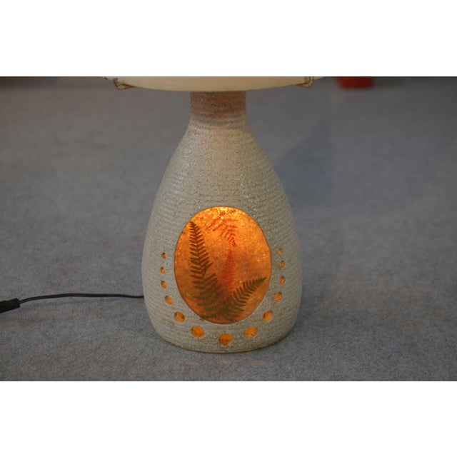 Mid-Century Modern Lamp with High Beige Lampshade in the style of Accolay, 1960s For Sale - Image 3 of 10