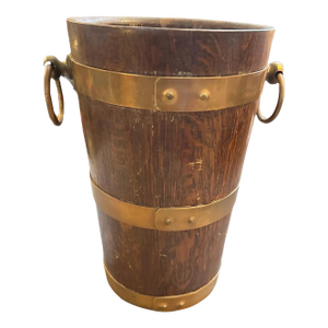 1940s Art Deco Oak Wood and Copper French Wine Cooler by Geraud Lafitte
