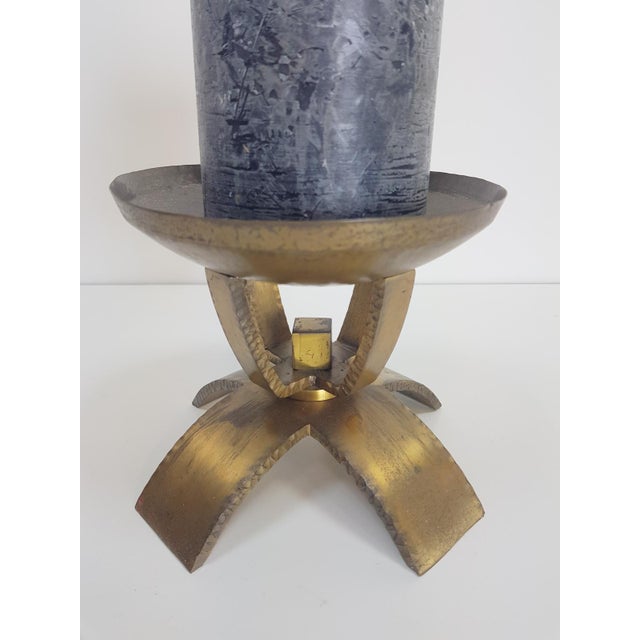 Vintage brutalist candlestick brass mid century 1960 scandinavian modernist sculptural Brutalist candle holder Designed...