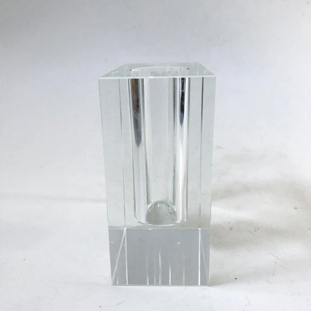 2000s Tizo Design Clear Rectangular Crystal Glass Bud Vase For Sale - Image 4 of 10