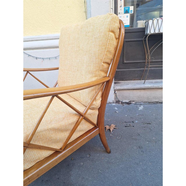 1940s Armchairs in Wood and Yellow Fabric from Paolo Buffa, 1940s, Set of 2 For Sale - Image 5 of 13