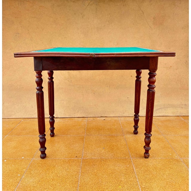 Antique Oak Games Table with Green Felt Top, Early 20th Century For Sale - Image 6 of 11