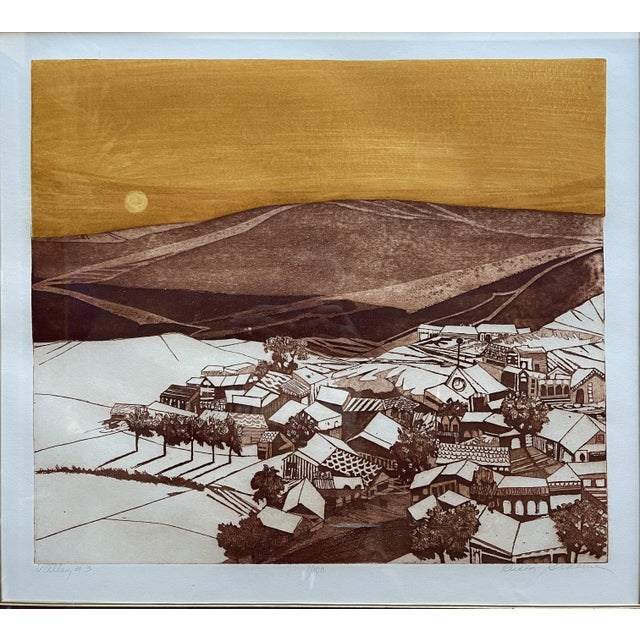 Signed, #1 of 100 edition etching from acclaimed California artist Russa Graeme. Professionally framed with deep recessed,...