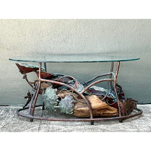 Vintage Patinated Copper Waterfall Coffee Table For Sale - Image 12 of 12