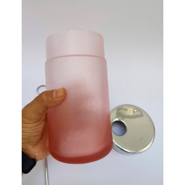 Metal Vintage Italian Pink Murano Glass Bottle Tray and Punch Container from VeArt, 1980s, Set of 3 For Sale - Image 7 of 12