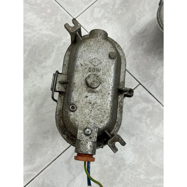 Glass Mid-Century Industrial Cast Iron and Glass Wall Lamps, 1950s For Sale - Image 7 of 11