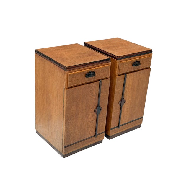Art Deco Nightstands Oak and Ebony by Fa. S. Speelman, 1920s, Set of 2 For Sale - Image 3 of 8