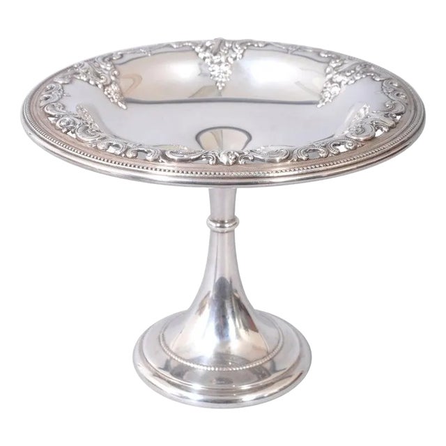 Antique American Sterling Silver Tazza Compote Wallace & Son Grand Baroque 1925 For Sale