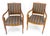 Pair of Regency Style Carved Open Arm Fireside Lounge Chairs Stripe Upholstery