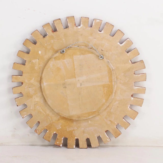 Mid-Century Modern A Gold Glass and Resin Sunburst Mirror in the Manner of Line Vautrin. For Sale - Image 3 of 6