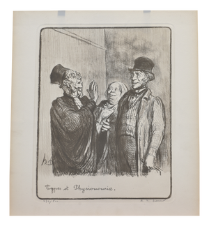 Types et Physiognomies, Honore Daumier, Circa 1855, Lithograph Under Glass