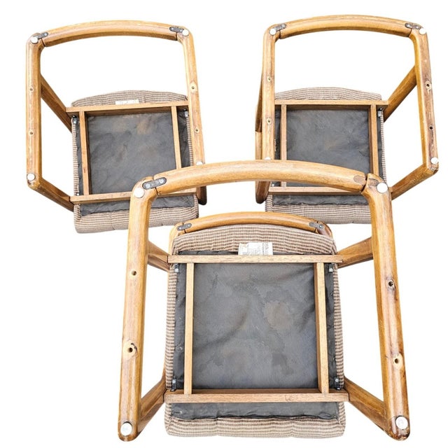 Wood Vintage 70s MCM Style Bentwood Cantilever Upholstered Dining Chairs Set of 6 For Sale - Image 7 of 18