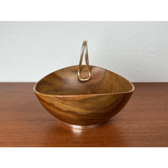 Mid-Century Modern Mid-Century Modern Teak and Silver Plated Metal Bowl from Grasoli, Italy, 1960s For Sale - Image 3 of 18