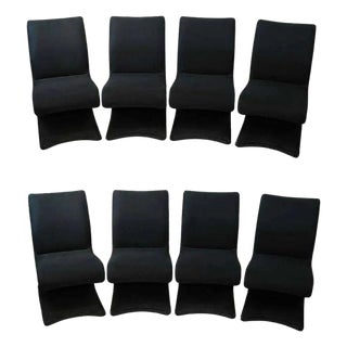 Set of Eight Mid Century Modern Zig Zag Dining Chairs For Sale