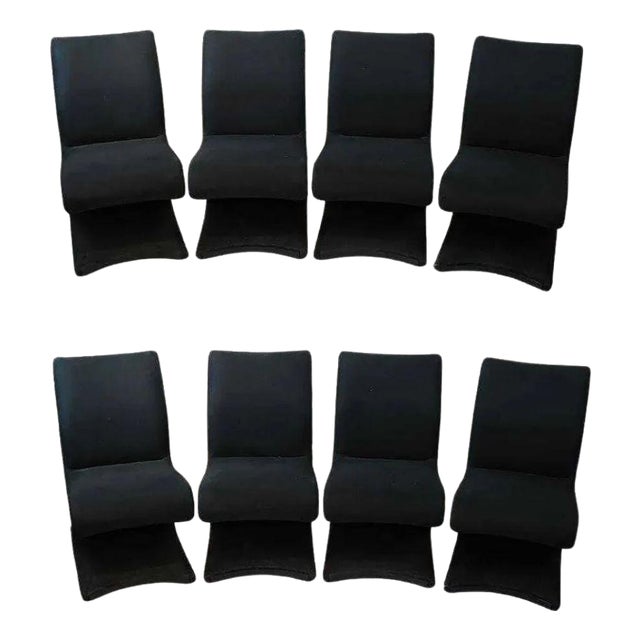 Set of Eight Mid Century Modern Zig Zag Dining Chairs For Sale