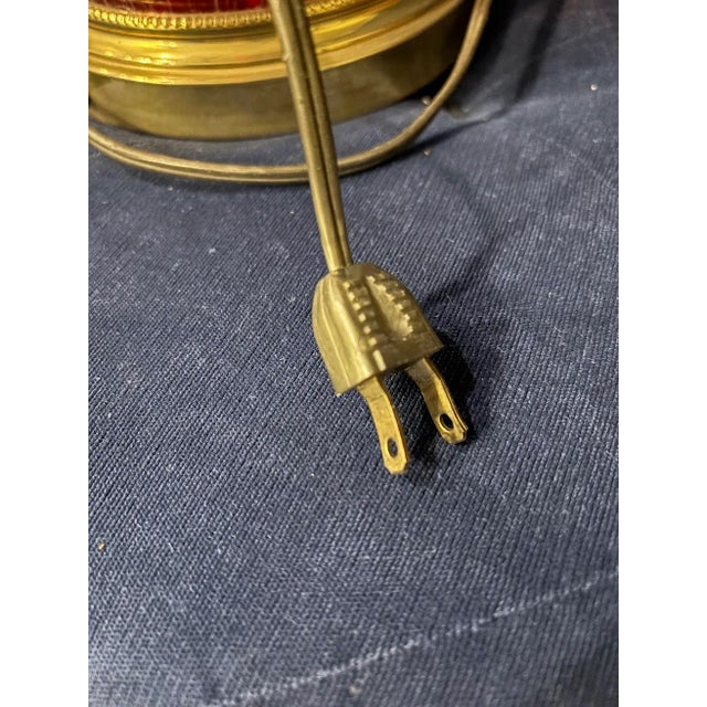 1940s Paul Hanson Red Glass Brass Table Lamp For Sale - Image 11 of 11