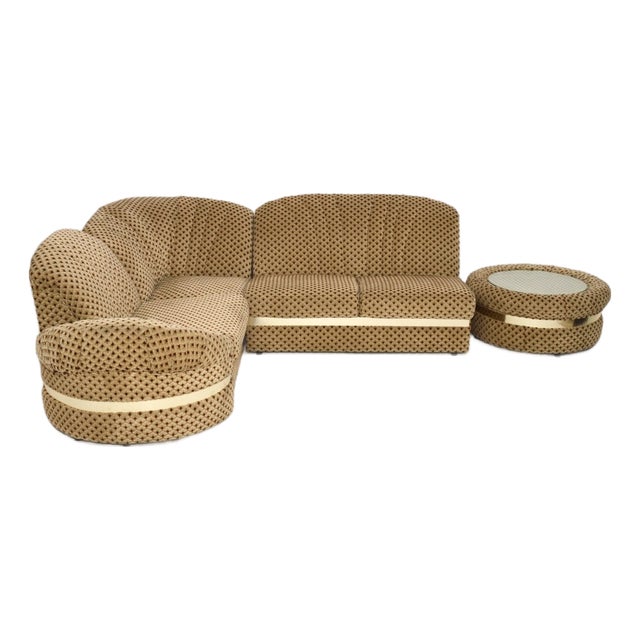 Vintage Sectional Corner Sofa and Table, 1970s, Set of 5 For Sale