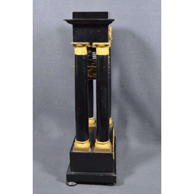 French Napoleon III Ebonized Wood Portico Mantel Clock, Circa 1860 For Sale - Image 10 of 13