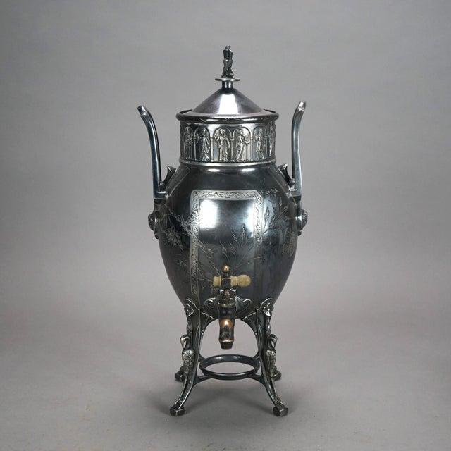 Late 19th Century 8 Piece Antique Egyptian Revival Silver Plated Tea Set, Circa 1890 For Sale - Image 5 of 12
