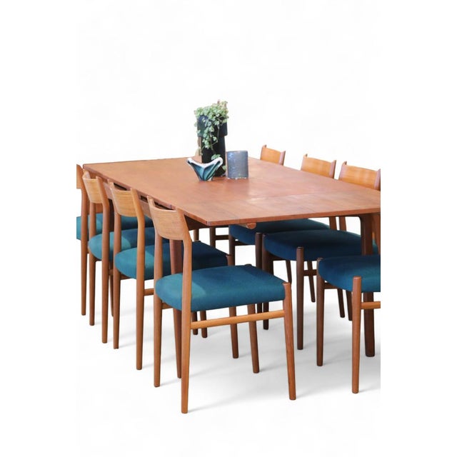 Dining Chairs Model 418 in Teak and Green Wool Upholstery by Arne Vodder for Sibast, 1960s, Set of 4 For Sale - Image 13 of 18
