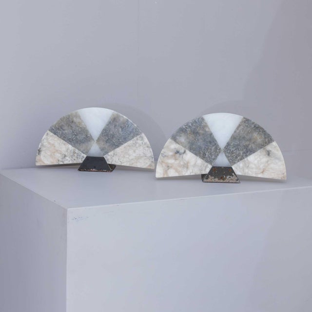 1970s Pair of Modernist Italian Alabaster Table Lamps For Sale - Image 4 of 7