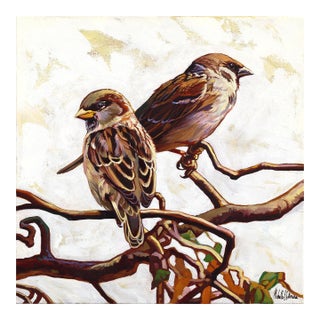 Seeing the Forest - Abstract Nature Birds Still Life Oil Panting on Canvas Original Artwork by Michelle Fillmore For Sale