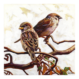 Seeing the Forest - Abstract Nature Birds Still Life Oil Panting on Canvas Original Artwork by Michelle Fillmore