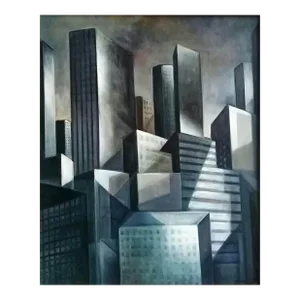 Sky Scrapers Original Painting by Reza Afrookhteh