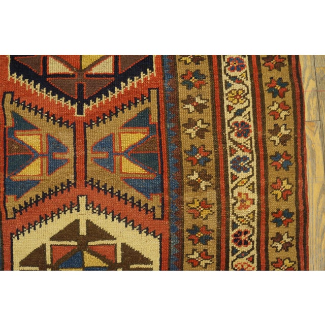 1880s Blue Navy Geometric Tribal Antique Nw Persian Runner Rug 3'3" X 13' Handknotted Wool Carpet For Sale In New York - Image 6 of 6