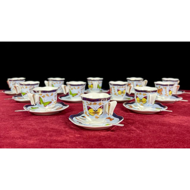Classic Coffee & Tea Butterfly Demitasse Service for 12 & Nobility Plate Spoons - 33 Pieces Cups Never Used For Sale - Image 4 of 11