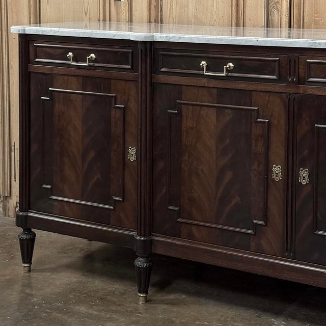 French Louis XVI Mahogany Buffet With Carrara Marble For Sale - Image 12 of 18