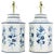Pair of Vintage Blue and White Hand-Painted Hexagon Tole Tea Caddy Table Lamps For Sale - Image 11 of 11
