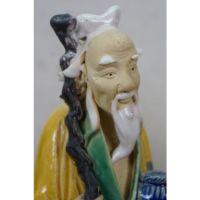 5 Chinese Shiwan Ceramic Polychrome Mudmen Figurines Statues 10" For Sale - Image 16 of 18