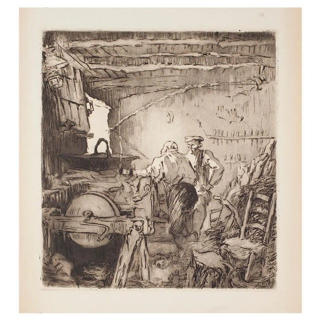 Unknown, Conversation, Original Etching, 1930s For Sale