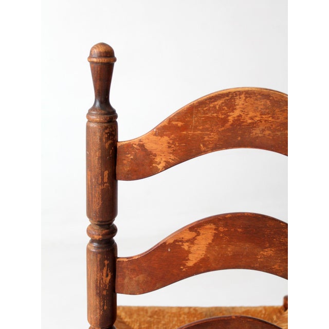 Vintage 1930s Tell City Rush Seat Ladder Back Chair For Sale - Image 14 of 17