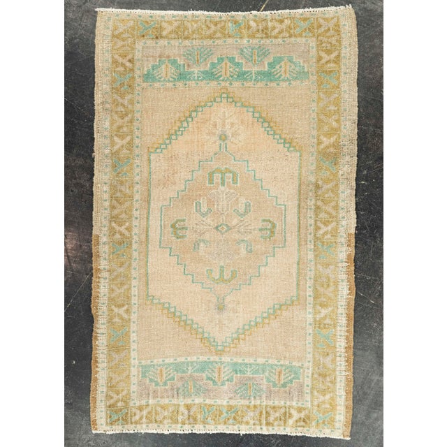 Tan Turkish Mini Rug Oriental Hand Knotted Vintage Rug 2'0" x 3'3" #21056 For Sale - Image 8 of 8