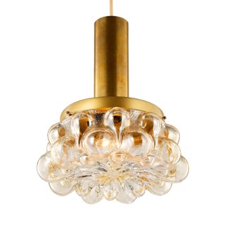Bubble Glass Pendant Lamp in Amber by Helena Tynell for Honsel, 1970s For Sale