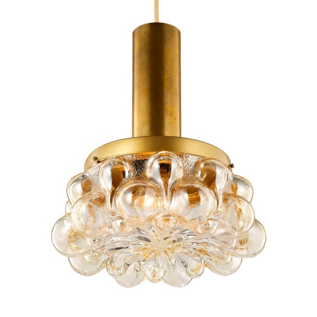 Bubble Glass Pendant Lamp in Amber by Helena Tynell for Honsel, 1970s For Sale