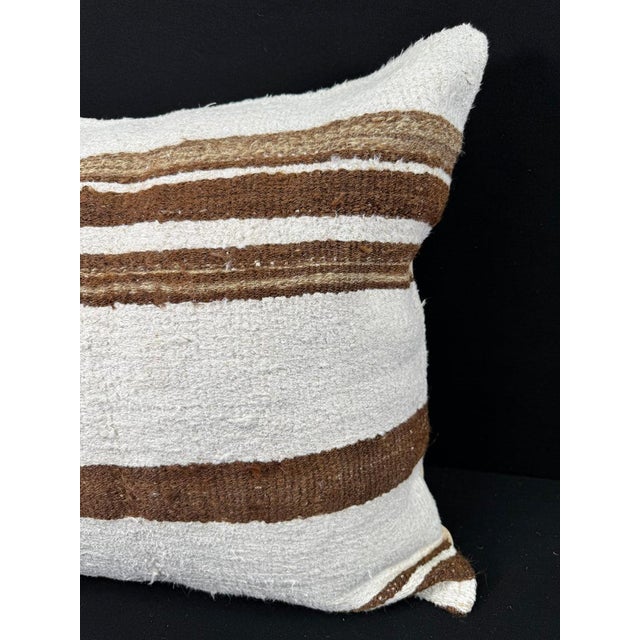 Contemporary Turkish Hemp Pillow Cushion Natural Beige Brown Pillow Cushion Cover 24"x24" For Sale - Image 3 of 4