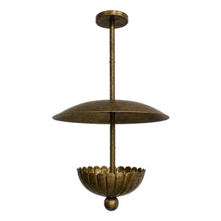 Antique Brass Flush Mount Ceiling Light, Handmade Brass Flower Petal Ceiling Fixture, Art Deco Ceiling Lamp for Bedroom Hallway Dining Room 18x30 For Sale