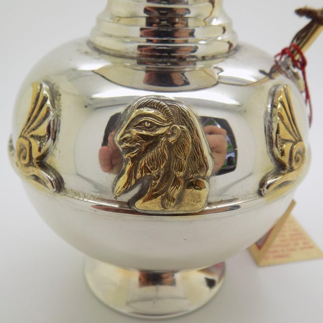 4oz. Vintage Italian Genuine Silver Gilded Assyrian Persian Vase Etruria Firenze Toscana Tuscany For Sale - Image 4 of 18