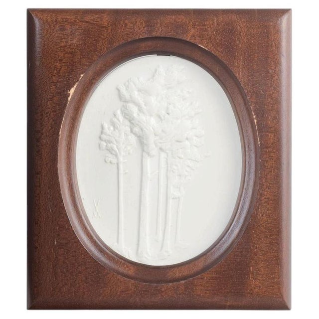 1970s Relief Plaque in White Biscuit Porcelain with Motif of Trees by Meissen, 1970s For Sale - Image 5 of 5