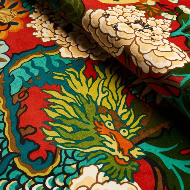 Not Yet Made - Made To Order Sample - Schumacher Chiang Mai Dragon Velvet Fabric in Laquer For Sale - Image 5 of 5