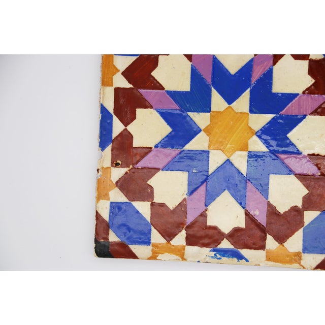 19th Century 19th Century Set of Four Geometric Mediterranean Large Tiles, Portuguese For Sale - Image 5 of 15