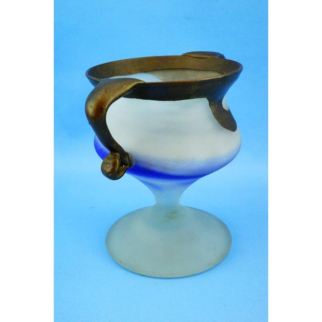 20th CenturyVase in Satin Glass and Galvanized Copper or Bronze by Filip Ravert, Bucharest, 1970s For Sale - Image 8 of 18