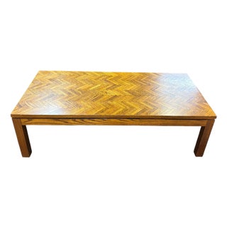 Mid-Century Modern Oak Parquet Coffee Table With Herringbone Top For Sale