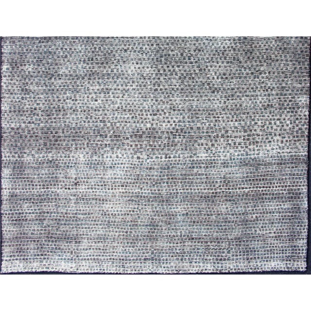 Modern Distressed Hand Knotted Checkered Rug by Keivan Woven Arts, 6 X 8'9 For Sale - Image 4 of 13