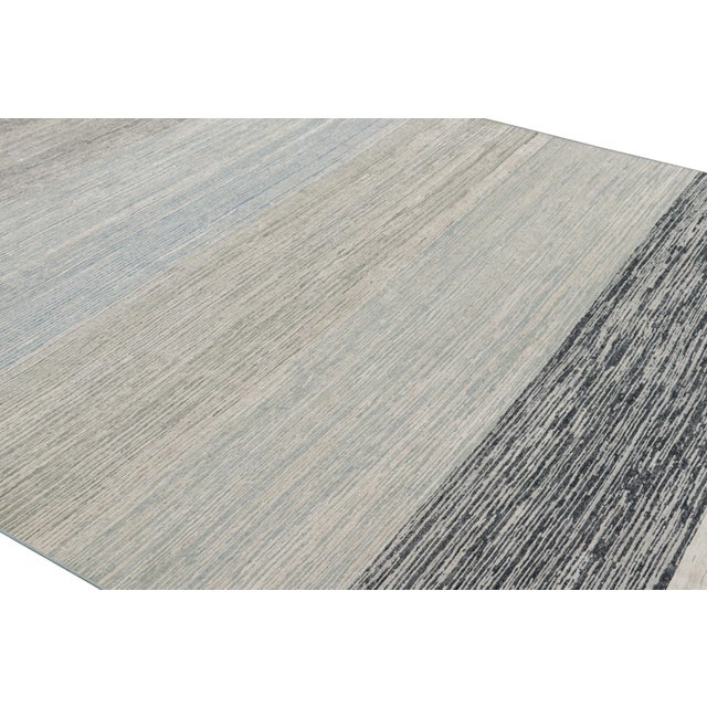 Modern Rug & Kilim’s Textural Rug in Beige and Gray With Stripes and Striae For Sale - Image 3 of 7