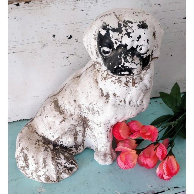 Pekingese Garden Statue Chalkware Dog Pup Life Size For Sale - Image 10 of 11